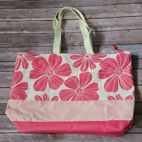 Beach Basics off white and pink insulated tote - Picture 2 of 15